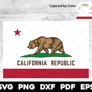 Drapeau de l'État de Californie | svg png dxf eps pdf | Conception graphique vectorielle découpée, impression, colorant, sous-gravure laser, fichiers numériques cnc