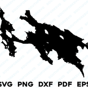 West Grand Lake Maine kaart vorm silhouet overzicht svg png dxf pdf eps vectorafbeelding knippen graveren laser bestand kleurstof subafbeelding