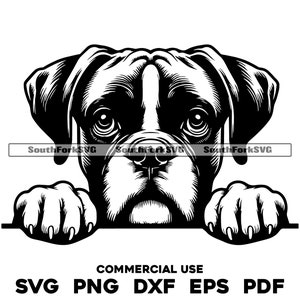 Espreitando o design da cabeça do cão do pugilista | svg png dxf eps pdf | gráfico de vetor cortado arquivo clip art a laser | download digital instantâneo para uso comercial