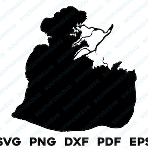 May include: Black and white silhouette of the state of Maryland, USA. The silhouette is a simplified outline of the state's shape, with no internal details.