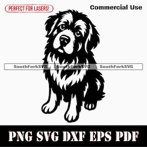 Newfoundland hond bedelen svg png dxf eps pdf | vectorafbeelding stencil gesneden bestand laser clip art print instant digitale download commercieel gebruik