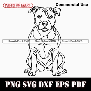 Pitbull Hund Minimal Linie Kunst svg png dxf eps pdf | Vektorgrafik Datei Laser Clip Art schneiden | sofortiger digitaler Download kommerzielle Nutzung