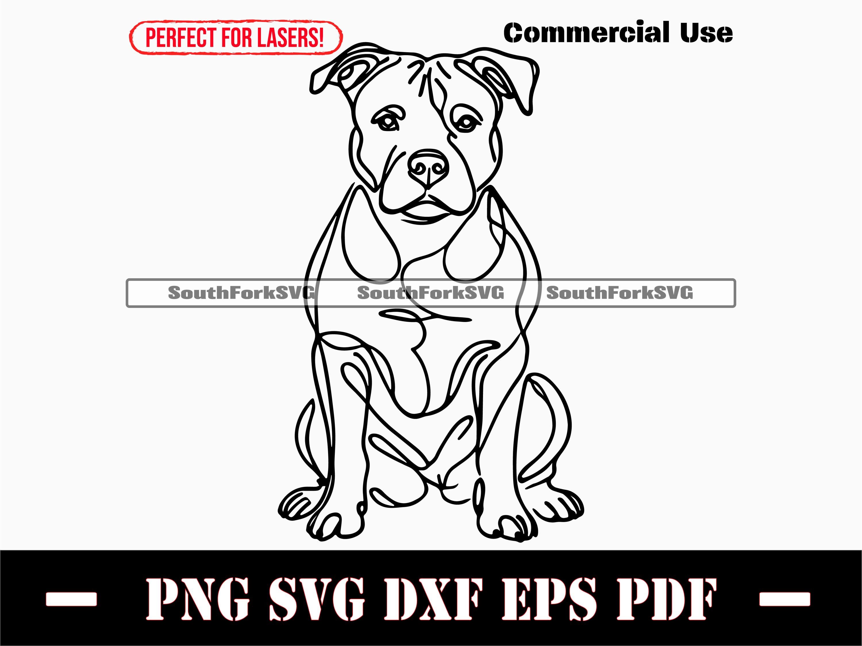 Pitbull line drawing - Etsy México, image size:3000x2249