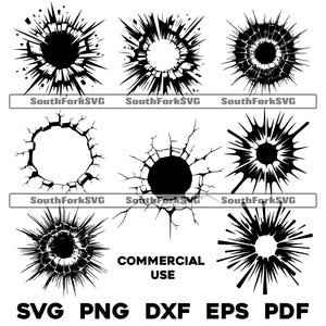 Gebarsten gat in muur bundel svg png dxf eps pdf | vectorafbeelding snijbestand laserclipart | direct digitaal downloaden voor commercieel gebruik