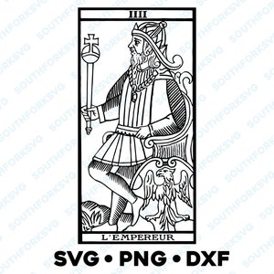 El Emperador Tarot Carta Arcanos Mayores Francés Marsella Cubierta SVG PNG DXF Fondo Transparente / Divinatorio Vector Gráfico Clip Art Cortar Archivos