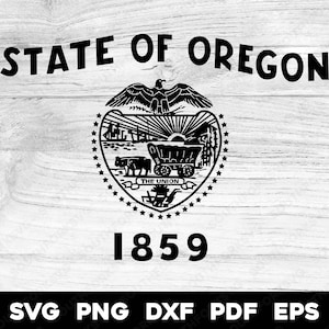 Oregon State Flag Seal Crest Black | svg png dxf eps pdf | vector graphic design cut print dye sub laser engrave cnc digital files