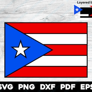 Puertoricanische Flagge schwarz umrandet geschichtet | svg png dxf eps pdf | Vektorgrafik Design Cut Print Dye sub Cnc Laser gravieren digitale Dateien