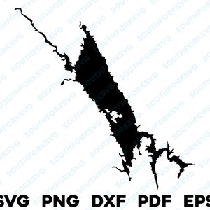 Lago Berryessa California Mapa Forma Contorno Silueta svg png dxf pdf eps vector diseño gráfico grabado Corte archivo láser imagen barco casa