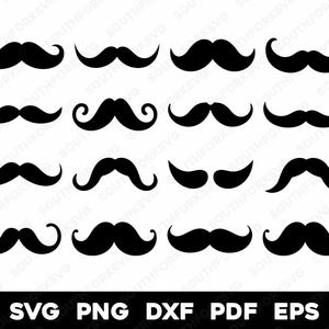 Baffi Bundle / svg png dxf eps pdf / file di taglio grafico vettoriale clip art laser / download digitale immediato uso commerciale