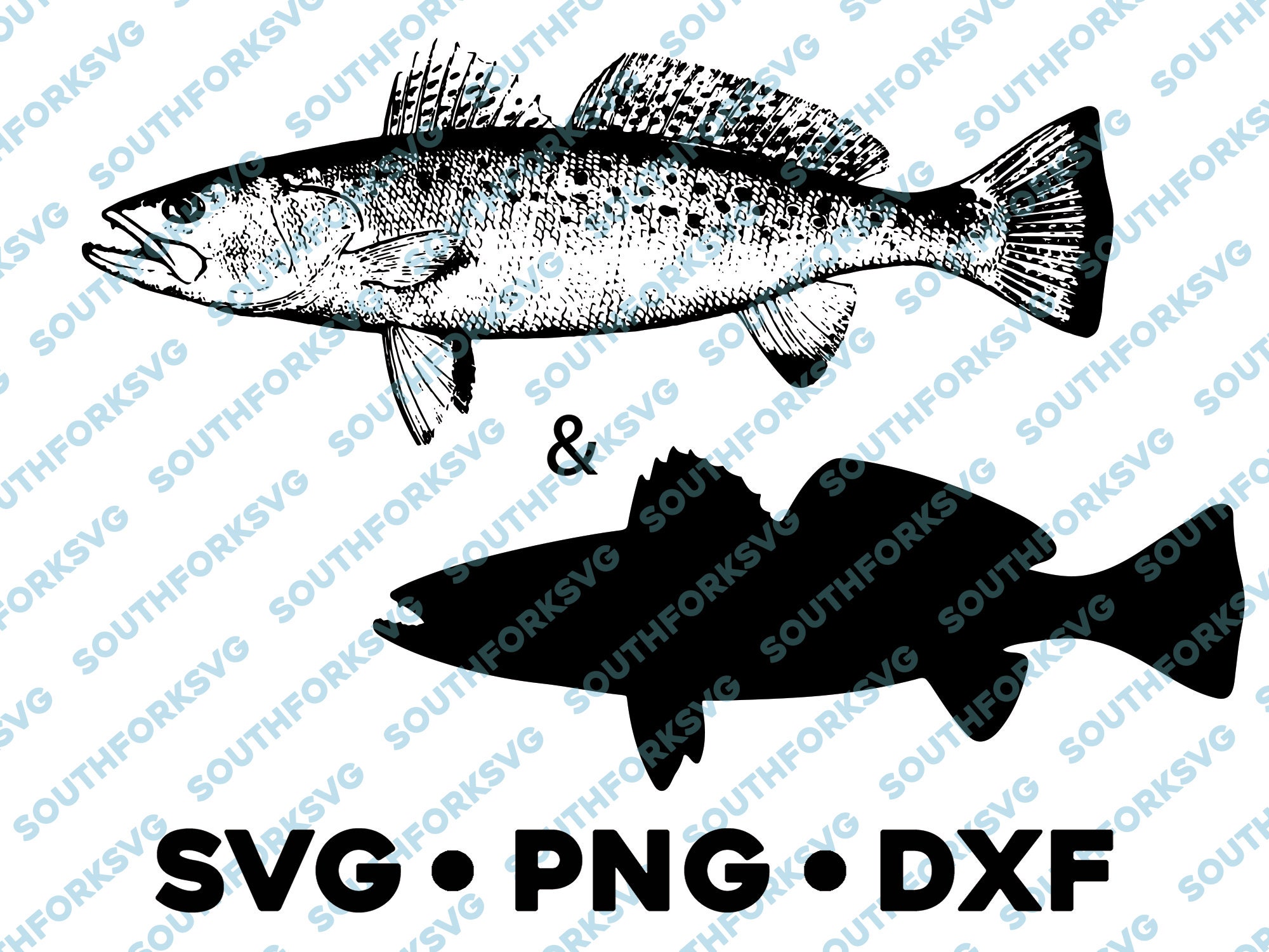 Spotted Sea Trout Speckled Weakfish SVG PNG DXF vector Etsy