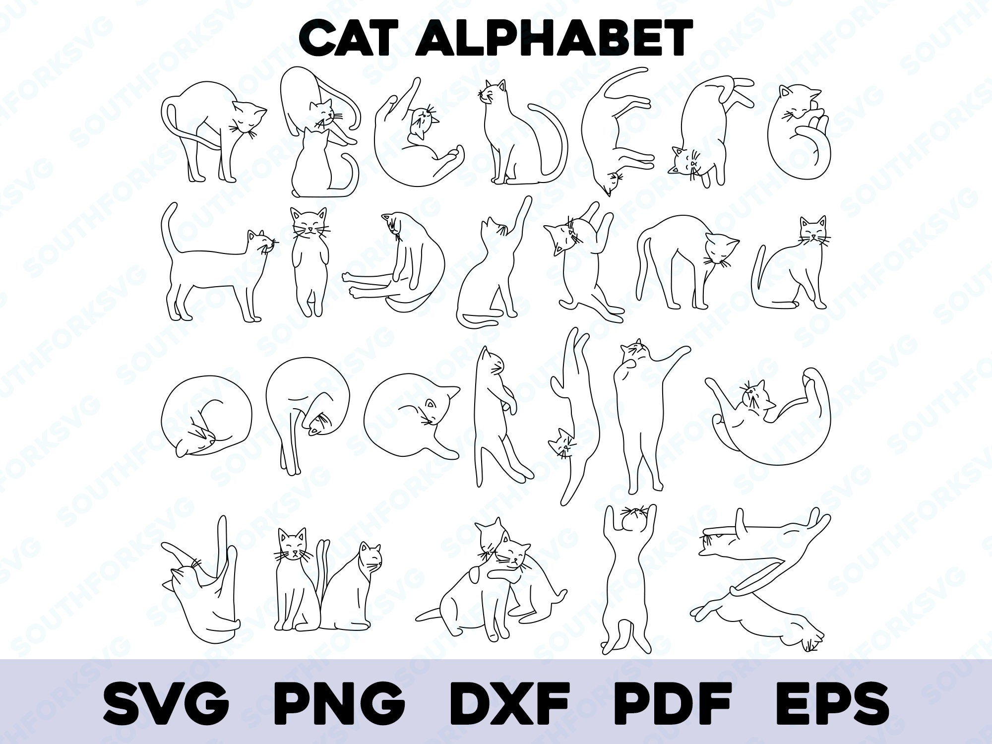 Cat Alphabet Stickers. Handmade. Lunita the Cat. Water-resistant/ Matte  White / Transparent / Sticker Sheet. Unique Small ABC Stickers. 