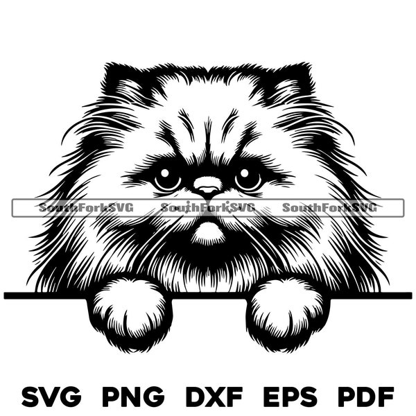 Peeking Persian Cat Head Vector Design | svg png dxf eps pdf | vector graphic cut print dye sub laser engrave digital file commercial use