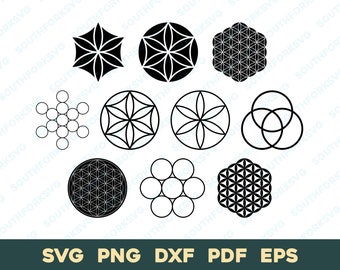 Sacred Geometry Bundle 1 | svg png dxf eps pdf | graphic design cut print laser engrave files | instant digital download commercial use