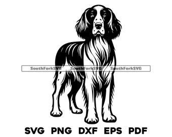 English Setter Dog Standing Design | svg png dxf eps pdf | vector graphic cut file laser clip art | instant digital download commercial use