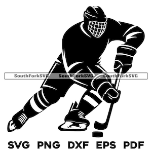 Design de jogador de hóquei | svg png dxf eps pdf | design gráfico transparente corte impressão sublimação de tinta gravação a laser cnc arquivos uso comercial