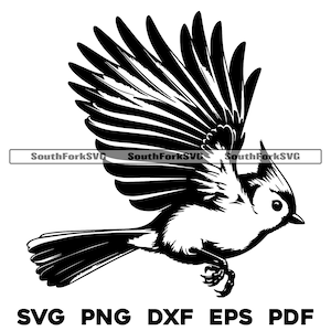 Tufted Titmouse Bird Design | svg png dxf eps pdf | vector graphic cut file laser clip art | instant digital download commercial use