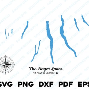 Finger Lakes New York Map Form Silhouette svg png dxf pdf eps Vektorgrafik