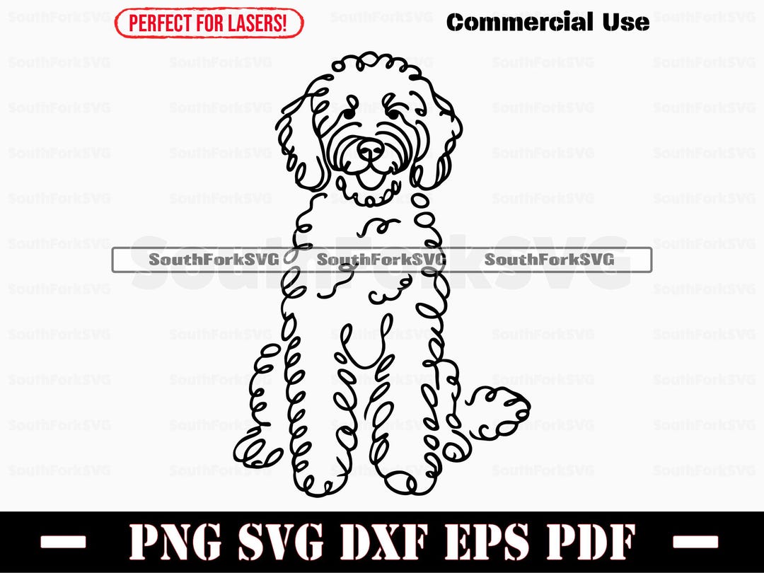 Goldendoodle Dog Line Art | Svg Png Dxf Eps Pdf | Vector Graphic Cut ...