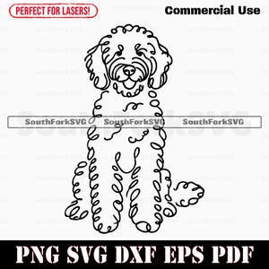 Dessin au trait chien Goldendoodle | svg png dxf eps pdf | clipart vectoriel découpé au laser | Téléchargement numérique instantané, utilisation commerciale