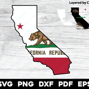 Forme du drapeau de l'État de Californie 1 | svg png dxf eps pdf | Fichiers numériques cnc laser pour impression graphique vectorielle découpée