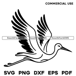 Eenvoudige ooievaar svg png dxf eps pdf | vectorafbeelding snijbestand laserclipart | direct digitaal downloaden voor commercieel gebruik