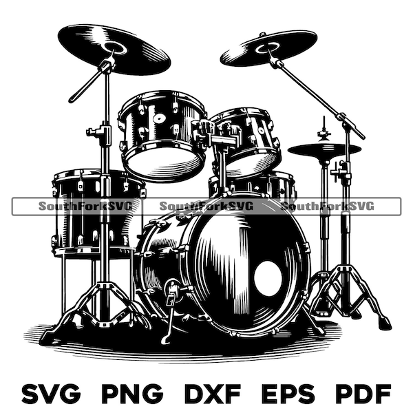 Drum Set Vector Design 1 | svg png dxf eps pdf | vector graphic design cut print dye sub laser engrave digital files commercial use