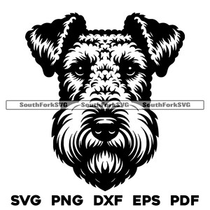 Airedale Terrier Dog Head Design | svg png dxf eps pdf | vector graphic cut file laser clip art | instant digital download commercial use