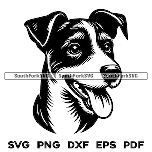 Russell Terrier Hundekopf Design | svg png dxf eps pdf | Vektorgrafik Datei Laser Clip Art schneiden | sofortiger digitaler Download kommerzielle Nutzung