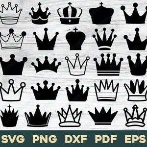 Corone Silhouette semplice e contorni Bundle 1 / svg png dxf eps pdf / grafica vettoriale design taglio stampa incisione laser file uso commerciale