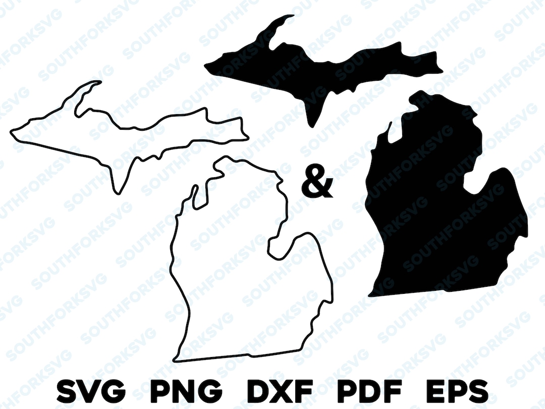 Simple Michigan State Silhouette & Outline Shapes Svg Png Dxf Pdf Eps