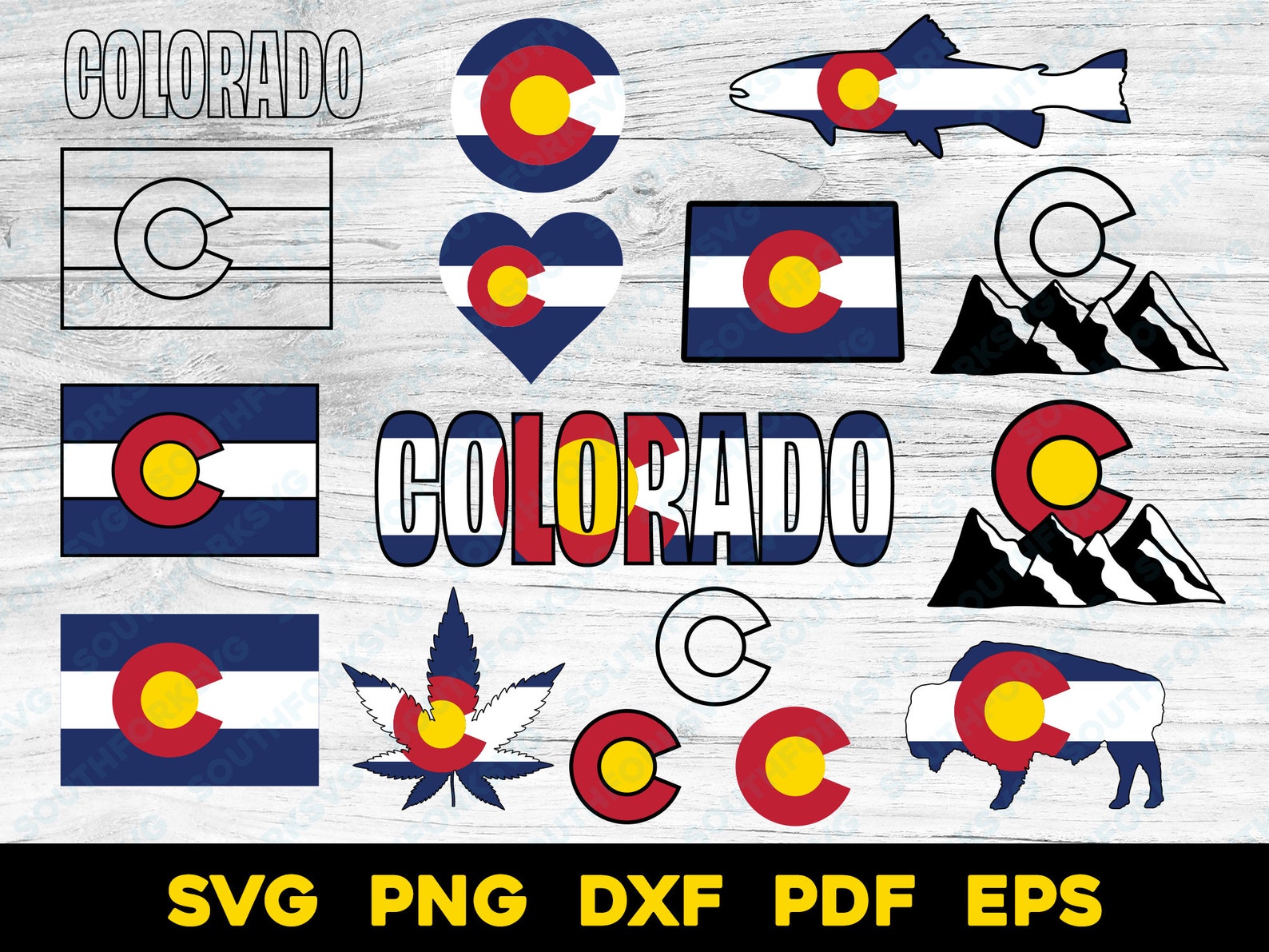 Colorado State Flag Design Bundle | Svg Png Dxf Eps Pdf | Vector ...