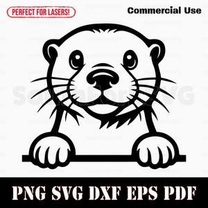 覗き込むカワウソ svg png dxf eps pdf | ベクターグラフィックデザイン カットステンシル 染料サブプリント レーザー彫刻ファイル ダウンロード 商用利用