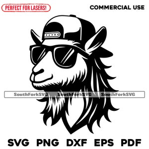Occhiali da sole di capra Cappello da camionista Mullet svg png dxf eps pdf grafica vettoriale design taglio stampa dye sub laser incisione cnc file digitale uso commerciale