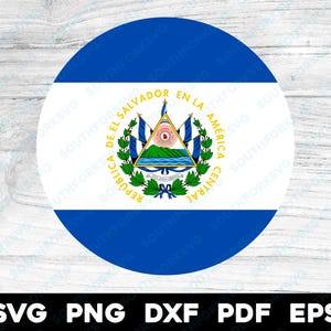Projekt okręgu flagi Salwadoru | svg png dxf pdf eps | projekt grafiki wektorowej cięcie druk barwnik sub klip sztuki obrazy pliki cyfrowe Ameryka Środkowa