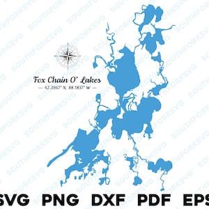 Fuchs Kette der Seen IL Map Form Silhouette svg png dxf pdf eps Vektorgrafik