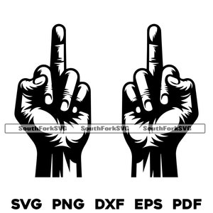 Paire de majeur des deux mains svg png dxf eps pdf | Image vectorielle fichier découpé laser clip art téléchargement numérique instantané utilisation commerciale