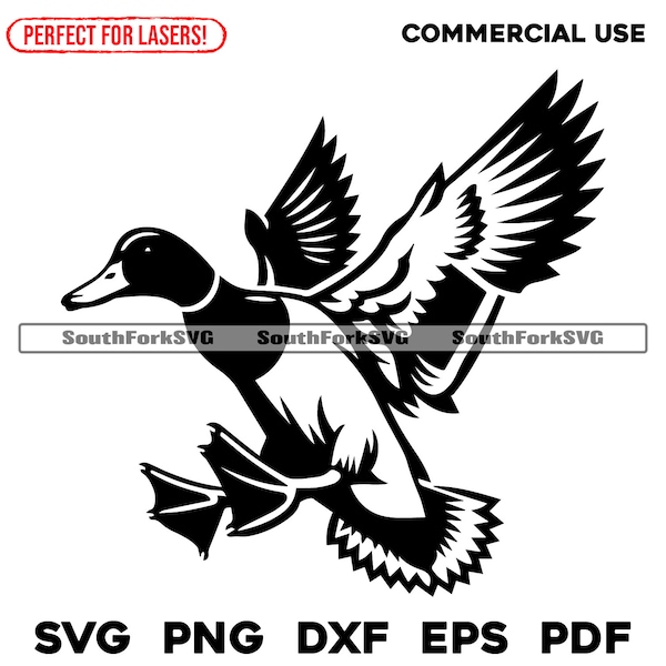 Flying Mallard Duck svg png dxf eps pdf | vector graphic design cut print dye sub laser engrave cnc digital files commercial use