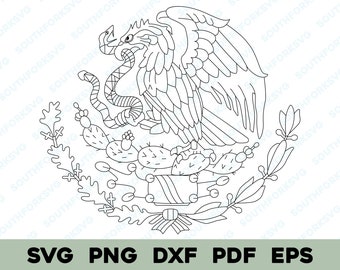 Mexico Coat of Arms Outline svg png dxf eps pdf transparent vector graphic design digital cut file clipart dye sub laser engraving image