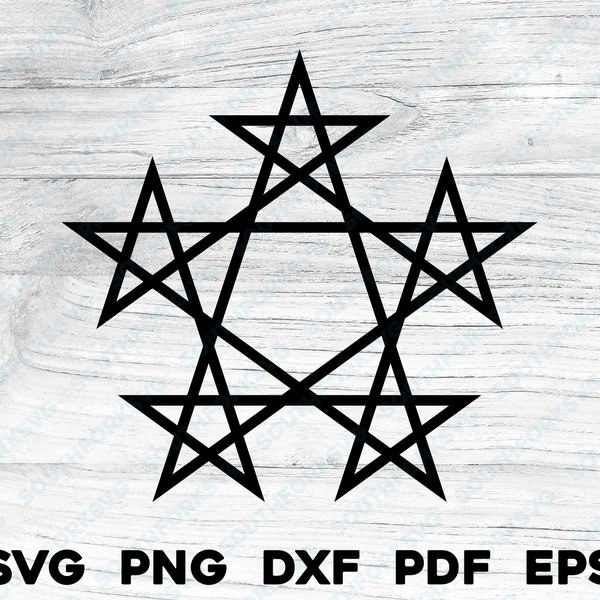 Interlaced Pentagram Star Outline | svg png dxf eps pdf | vector graphic cut file laser clip art | instant digital download commercial use