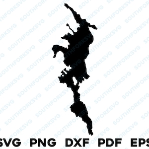 Lake Sunapee New Hampshire Map Shape Silhouette svg png dxf pdf eps vector graphic design outline cut dye sub engraving laser file image