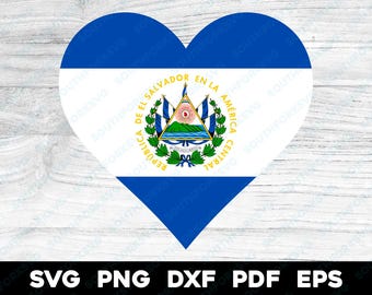 El Salvador Bandera Corazón Diseño / svg png dxf pdf eps / diseño gráfico vectorial corte impresión tinte sub clip art imagen archivos digitales Centroamérica