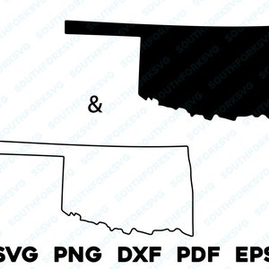 Simple Oklahoma State Silhouette & Outline Shapes svg png dxf pdf eps vector graphic design cut engraving laser file image  map America