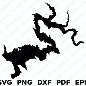 Pine Flat Lake Californië kaart vorm overzicht silhouet svg png dxf pdf eps vector grafisch ontwerp graveren gesneden laserbestand afbeelding boothuis