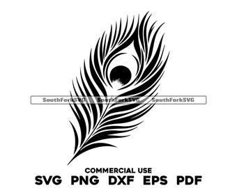 Simple Peacock Feather Design | svg png dxf eps pdf | vector graphics design cut print dye sub laser engrave digital files commercial use