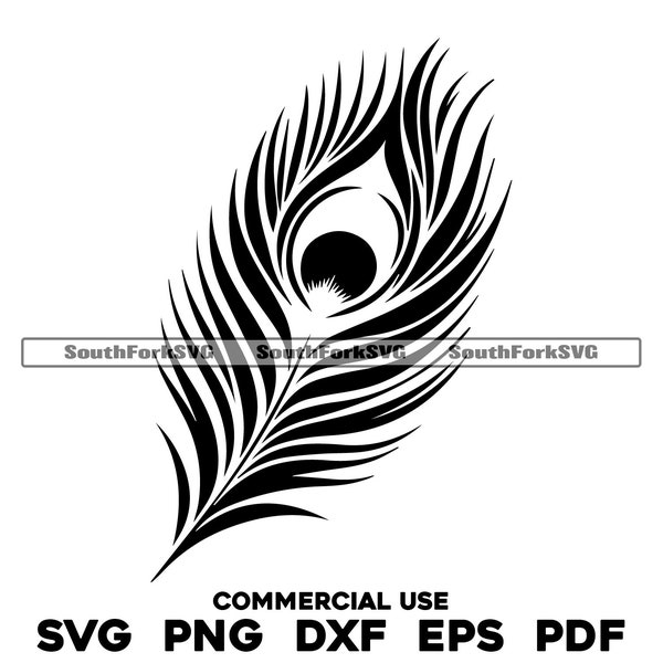 Simple Peacock Feather Design | svg png dxf eps pdf | vector graphics design cut print dye sub laser engrave digital files commercial use