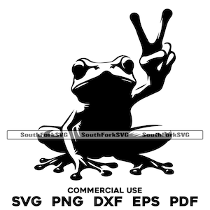 Signo de la paz de la rana svg png dxf eps pdf / archivo de corte gráfico vectorial clip art láser / descarga digital instantánea uso comercial