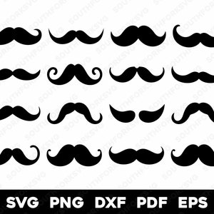 Mustaches Bundle | svg png dxf eps pdf | vector graphic cut file laser clip art | instant digital download commercial use