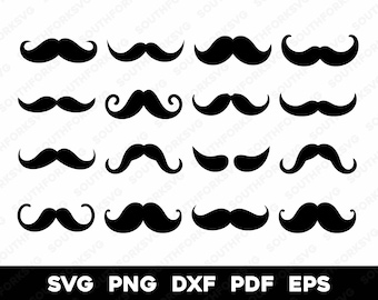 Mustaches Bundle | svg png dxf eps pdf | vector graphic cut file laser clip art | instant digital download commercial use