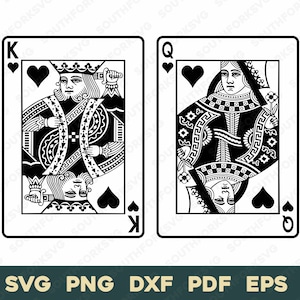 King & Queen of Hearts-speelkaarten | svg png dxf eps pdf | transparant vector grafisch ontwerp gesneden print dye sub lasergraveerbestanden