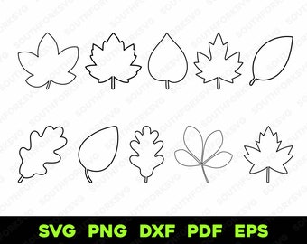 Leaf Leaves Outlines Bundle 1 | svg png dxf eps pdf | vector graphic design cut print laser engrave files digital download commercial use